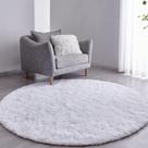 Tapete FJZFING, pelúcia ultramacio, moderno, círculo, 150 cm de diâmetro, branco