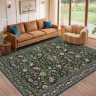 Tapete floral boho lavável de 9 x 12 pés UERMEI verde