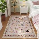 Tapete floral Boho para gatos Rugcomf 3x5 rosa lavável antiderrapante
