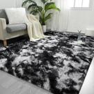 Tapete FlyDoIt 122x183cm Preto Branco Tie-Dyed Shaggy