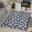 Tapete Geométrico Triangulos 135x200cm Azul - Antiderrapante