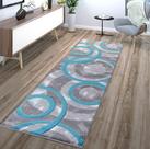 Tapete GLORY RUGS 61x213 cm Turquesa Circles 2x7 pés