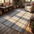 Tapete Grande 2,50 x 2,00 Sala Quarto Luxo Tecido Grosso Decoração Listrado Cinza
