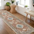 Tapete Hallway Runner Lahome Oriental, 2,5 x 8 pés, antiderrapante, lavável