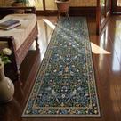 Tapete Hallway Runner Morebes Boho Floral 2,5 m x 2,4 m azul marinho