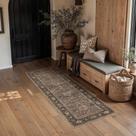 Tapete HUGEAR 2x6 Runner Retro Brown Hallway Entry Lavável