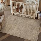 Tapete HUGEAR Entryway, 3 x 5 pés, marrom claro, vintage, floral, antiderrapante