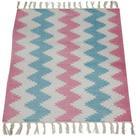 Tapete Indiano Algodão Print Chevron Azul e Rosa 1,40x2,00m Tapete Indiano Algodão Print Chevron Azul e Rosa 1,40x2,00m