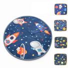 Tapete Infantil Astronauta Redondo 80cm Poliéster Base Antiderrapante para Quarto Azul Yeet