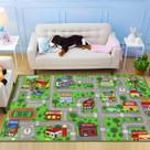 Tapete infantil Car Road Playmat Capslpad verde para crianças