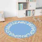 Tapete Infantil Decorativo, Redondo, 90cm - Alfabeto Azul