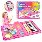 Tapete Infantil Musical Rosa 2 Em 1 Com Sons De Bateria Instrumentos E Funções Educativas Meninas