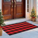 Tapete IOHOUZE Buffalo Plaid Vermelho Preto 91x152 cm Algodão Tapete IOHOUZE Buffalo Plaid Vermelho Preto 91x152 cm Algodão