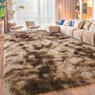 Tapete Isdook Soft Shaggy Fluffy tingido de marrom 150x210cm