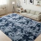 Tapete ISEAU 4x6 pés azul escuro Soft Shaggy lavável à máquina