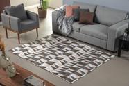 Tapete Jacquard Luxo para Sala Quarto Escritório 1,50m x 1,45m Antiderrapante Geométrico Losango Tabaco e Cáqui