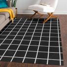 Tapete Jacquard Quarto 1,35M X 2,00M Pequeno Grid Preto