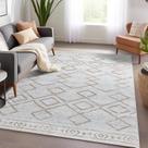 Tapete jinchan 122x183cm Marroquino 4x6 Taupe Antiderrapante Low-Pile