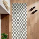 Tapete jinchan Runner 61x152cm Lavável Cinza Xadrez