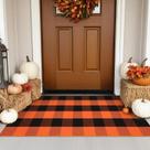 Tapete KIMODE Buffalo Plaid 70x109 cm Laranja Preto Tapete KIMODE Buffalo Plaid 70x109 cm Laranja Preto