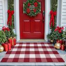 Tapete KOZYFLY Buffalo Plaid 70x110cm de algodão vermelho e branco