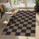 Tapete Lahome Checkered Easy Jute 91x152cm Lavável Preto