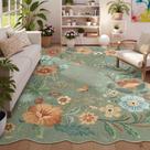 Tapete Lahome Floral 240x300cm Verde Lavável Resistente a Manchas