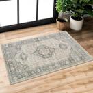 Tapete Lahome Oriental, antiderrapante de 2 x 3 pés para entrada de quarto, cinza
