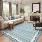 Tapete Lahome Scalloped Modern Lavável 150x210cm Azul