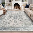 Tapete lavável Boho Area Rugxara 152x274 cm, azul claro, cinza