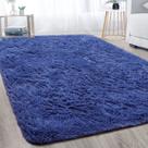 Tapete Merelax 152x244 cm, grande, interior, pelúcia, claro, azul marinho