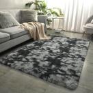 Tapete Merelax 91x152cm Shaggy Plush, tingido de preto e cinza