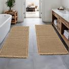 Tapete MIULEE, conjunto de 2 tapetes de banho Boho Brown Waffle 61x152 cm