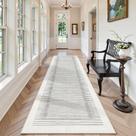 Tapete Morebes Runner 76x244 cm, antiderrapante, de pêlo baixo, branco