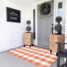 Tapete MUBIN Algodão Laranja e Branco Xadrez 90cm x 150cm