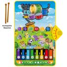 Tapete musical infantil piano e bateria com baquetas - xcell