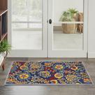 Tapete Nourison Aloha Navy multicolorido para interior e exterior 81x122 cm