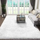 Tapete Ophanie White 5 x 8 pés/150 x 240 cm Fluffy Fuzzy Plush Soft
