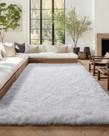 Tapete PAGISOFE White Fluffy Shag 160x200cm para sala de estar Tapete PAGISOFE White Fluffy Shag 160x200cm para sala de estar