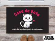 tapete para cozinha 60x40cm - Estampa Casa da Gata Mas ela tem Humanos De estimação