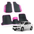 Tapete para Gol 1981 a 2023 G1 G2 G3 G4 G5 G6 G7 G8 Preto com Detalhe Rosa Automotivo Borracha 3 Peças
