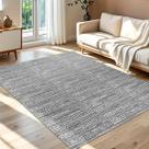 Tapete para Sala e Quarto 1,40 x 2,00 Mescla Cinza Antiderrapante Rústico Artesanal de Tear Jacquard