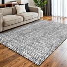 Tapete para Sala e Quarto 1,40 x 2,00m Mesclado Rústico Cru Cinza Marrom Preto Minimalista Artesanal com Antiderrapante