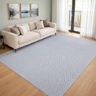Tapete para Sala e Quarto Grande Artesanal 2,50 x 3,00m 100 Algodão Chevron Rústico Cru Cinza com Antiderrapante