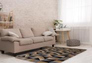 Tapete Para Sala ou Quarto 2,00M x 1,32M Antiderrapante Miami Ladrilhos Caramelo e Preto
