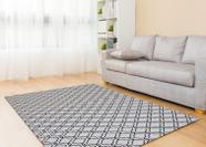 Tapete Para Sala ou Quarto Antiderrapante 2,50M x 1,32M Geométrico Branco e Preto