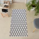 Tapete Passadeira 1,35MX50CM Arabesco Branco e Preto Antiderrapante Para Quarto Sala ou Cozinha