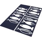 Tapete Passadeira Cozinha Fish Az 120x40 + 2 Capacho 60x40