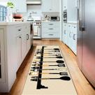 Tapete Passadeira De Cozinha Cutlery 160x50 Antiderrapante