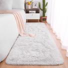 Tapete Passadeira Pelo Alto Felpudo Peludo Macio Anti Derrapante Alérgico Branco 60 x 180 cm Sala Quarto Escritório